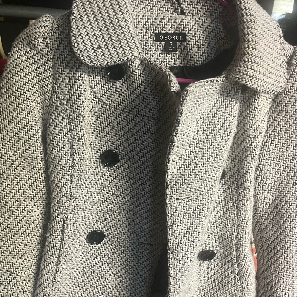 Girls Black and Gray Pea Coat